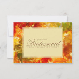 Marmer rood, oranje, goud, geel, bruidsmeisje  bedankkaart