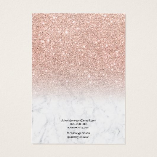 Marmer roos gold glitter chic ketting display visitekaartje (Achterkant)
