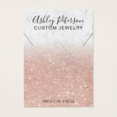 Marmer roos gold glitter chic ketting display visitekaartje (Voorkant)