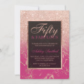 marmer roos gold glitter magenta chic 50 fabulous kaart (Voorkant)