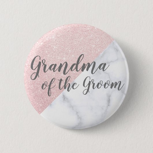 Marmer & roos gold glitter oma van de bruidegom ronde button 5,7 cm (Voorkant)