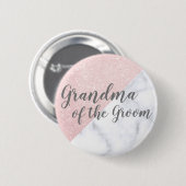 Marmer & roos gold glitter oma van de bruidegom ronde button 5,7 cm (Voorkant /achterkant)