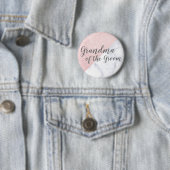 Marmer & roos gold glitter oma van de bruidegom ronde button 5,7 cm (In situ)