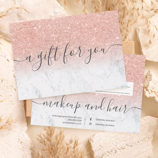 marmer roos gold glitter ombre gift certificate