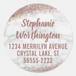 Marmer & Roos Gold Glitter Script Retouradres Ronde Sticker