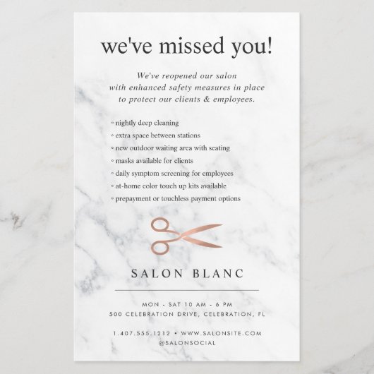 Marmer & Roos Gold Hair Salon Business Heropening Flyer (Voorkant)