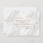 Marmer & Roos Gold, je wordt mijn bruidsmeisje Kaart (Achterkant)