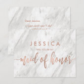 Marmer & Roos Gold, je wordt mijn bruidsmeisje Kaart (Voorkant / Achterkant)
