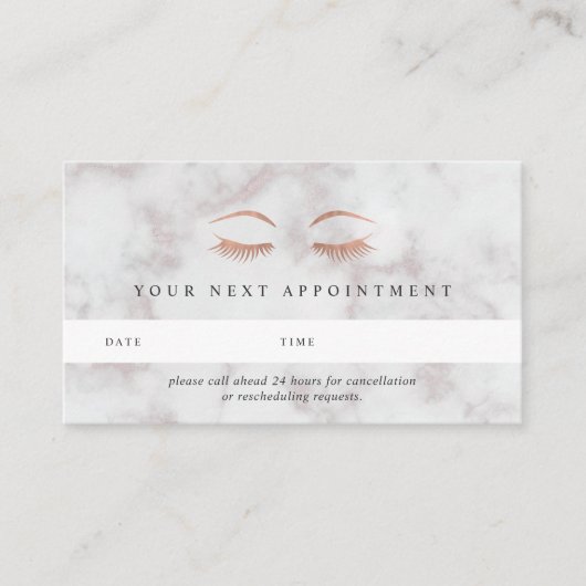 Marmer & Roos Gold Lashes & Brows Afsprakenkaartje (Voorkant)