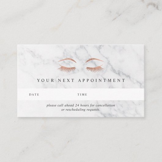 Marmer & Roos Gold Lashes & Brows Afsprakenkaartje (Voorkant)