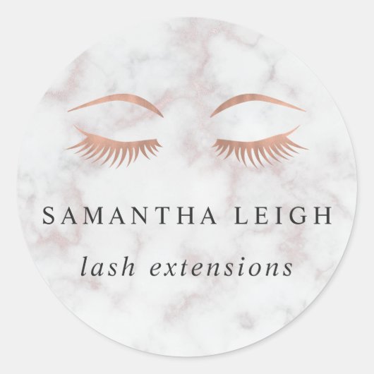 Marmer & Roos Gold Lashes & Brows Beauty Ronde Sticker (Voorkant)