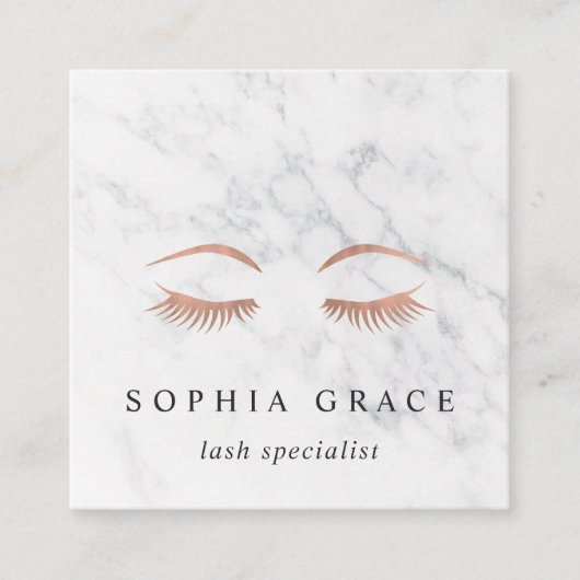 Marmer & Roos Gold Lashes & Brows Beauty Vierkante Visitekaartje (Voorkant)