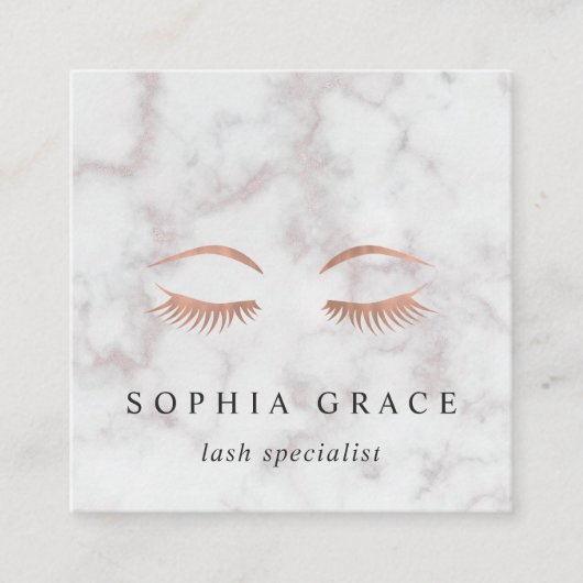 Marmer & Roos Gold Lashes & Brows Beauty Vierkante Visitekaartje (Voorkant)