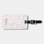 Marmer Roos Gold met aangepast monogram Bagagelabel (Voorkant horizontaal)