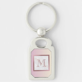 Marmer Roos Gold Monogram Roze Sleutelhanger