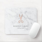 Marmer & Roos Gold Scissors Hair Salon Logo Muismat (Met muis)