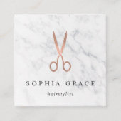 Marmer & Roos Gold Scissors Logo Haarstylist Vierkante Visitekaartje (Voorkant)