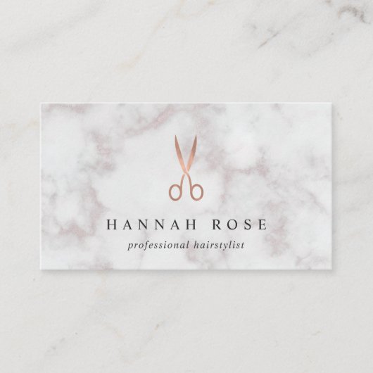 Marmer & Roos Gold Scissors Logo Haarstylist Visitekaartje (Voorkant)