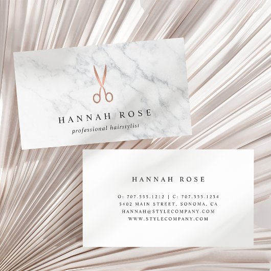 Marmer & Roos Gold Scissors Logo Haarstylist Visitekaartje