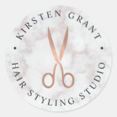 Marmer & Roos Gold Scissors Salon Logo Ronde Sticker (Voorkant)