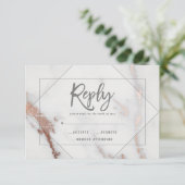 Marmer, roos goud, geometrische bruiloft antwoord  (Staand voorkant)
