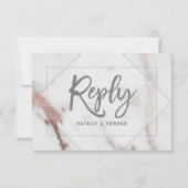 Marmer, roos goud, geometrische bruiloft antwoord  (Achterkant)