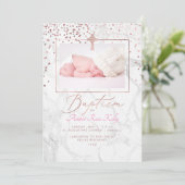 Marmer Roos Goud Keltisch Cross+Confetti Doop Kaart (Staand voorkant)