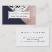 Marmer Roos Goud Navy Blue Driehoek Geometrisch Visitekaartje (Voorkant / Achterkant)