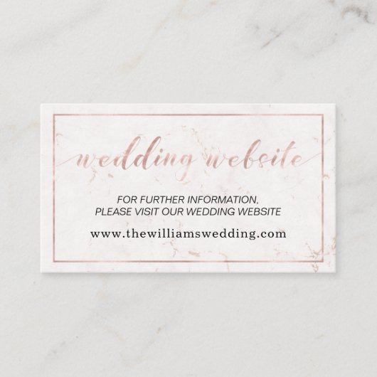 Marmer & Roos Goud Typografie Bruiloft Website Informatiekaartje (Voorkant)