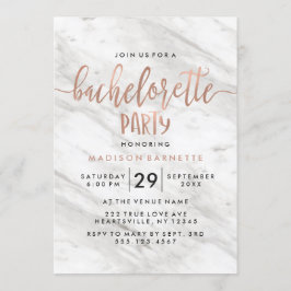 Marmer & Roos Gouden Bachelorette Feestuitnodiging Kaart