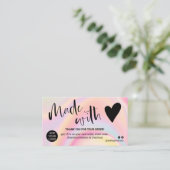 Marmer roze bedankt dat je verliefd bent geworden visitekaartje (Staand voorkant)