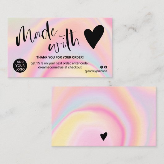 Marmer roze bedankt dat je verliefd bent geworden visitekaartje (Voorkant / Achterkant)