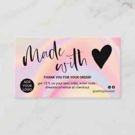 Marmer roze bedankt dat je verliefd bent geworden visitekaartje