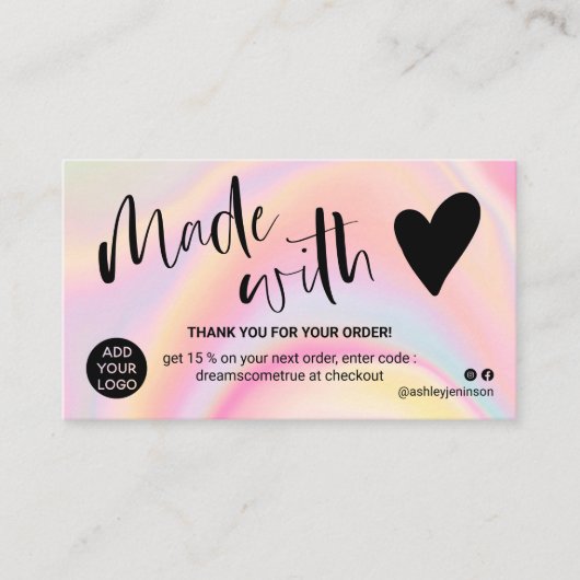 Marmer roze bedankt dat je verliefd bent geworden visitekaartje (Voorkant)