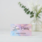 Marmer Roze Blauw & Goud Visitekaartje (Staand voorkant)