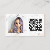 Marmer roze borstelharen make-up foto logo qr code visitekaartje (Achterkant)