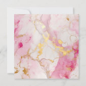 Marmer roze en goudeffect, huwelijksuitnodiging kaart (Achterkant)
