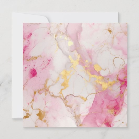 Marmer roze en goudeffect, huwelijksuitnodiging kaart (Achterkant)