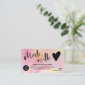 Marmer roze glitter bedankt voor je liefde visitekaartje (Staand voorkant)