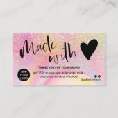 Marmer roze glitter bedankt voor je liefde visitekaartje (Voorkant)