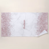 Marmer & Roze Glitter Strandlaken (Voorkant)