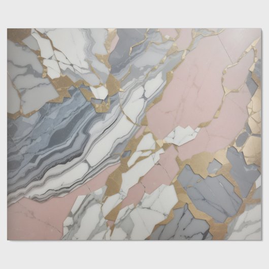 Marmer Roze / goud Cadeaupapier (Vlak)