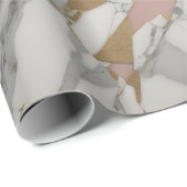 Marmer Roze / goud Cadeaupapier (Rol Hoek)