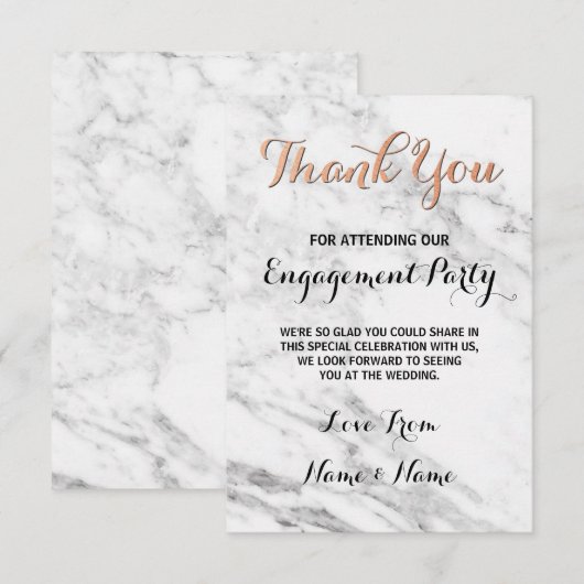 Marmer Roze Goud Dank Je Kaart Trouw Verloving (Voorkant / Achterkant)