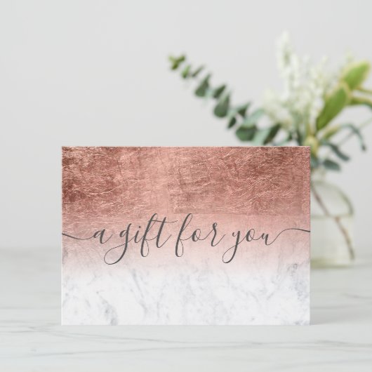 marmer roze goud folie ombre cadeaubon (Staand voorkant)