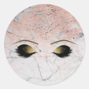 Marmer Roze Goud Make-up Wimpers Schoonheid Feestj Ronde Sticker