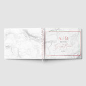 Marmer Roze Goud Monogram+Romantisch Lettertype Gastenboek (Volledig)