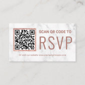 Marmer Roze Goud QR Code RSVP Trouwwebsite Informatiekaartje (Voorkant)