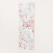 Marmer roze goud roze monogram naam yogamat (Achterkant)