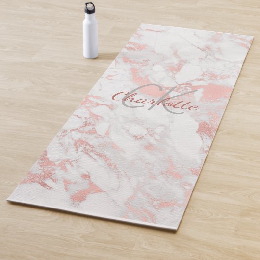 Marmer roze goud roze monogram naam yogamat (In situ)